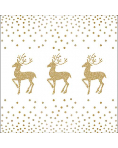 Napkin 33 Deer and dots white/gold FSC Mix