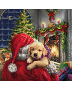 Napkin 33 Puppy at fire FSC Mix