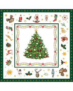 Napkin 33 Christmas evergreen white FSC Mix