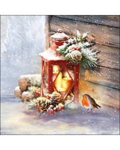 Napkin 33 Robin by lantern FSC Mix