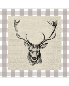 Napkin 33 Checked stag head brown FSC Mix