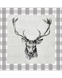 Napkin 33 Checked stag head grey FSC Mix