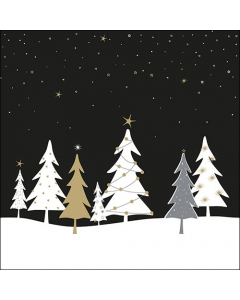 Napkin 33 Midnight trees black FSC Mix
