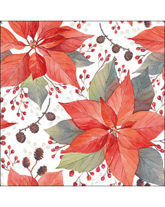 Napkin 33 Poinsettia and berries FSC Mix