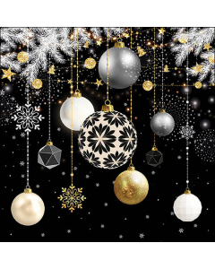 Napkin 33 Christmas baubles black FSC Mix