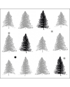 Napkin 33 Etched trees silver FSC Mix
