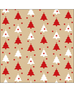 Napkin 33 Trees and stars red FSC Mix