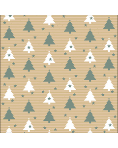 Napkin 33 Trees and stars sage FSC Mix