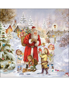 Napkin 33 Santa bringing presents FSC Mix