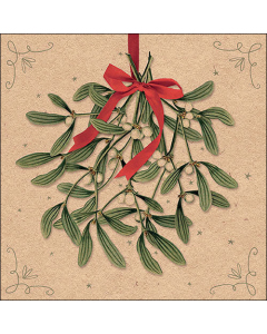 Napkin 33 Recycled Mistletoe with bow nature FSC Mix