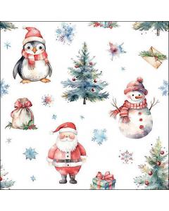 Napkin 33 Christmas trio white FSC Mix