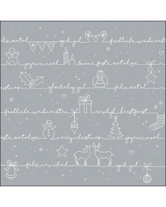 Napkin 33 Written Christmas wishes silver FSC Mix