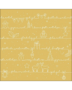 Napkin 33 Written Christmas wishes gold FSC Mix