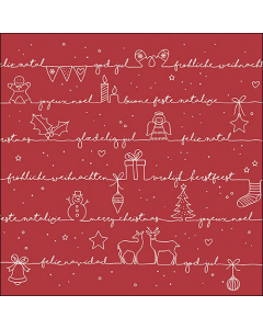 Napkin 33 Written Christmas wishes red FSC Mix