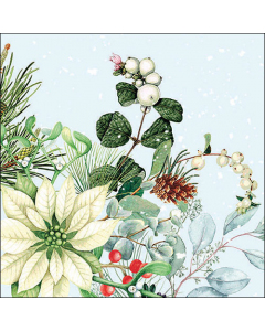 Napkin 33 White poinsettia FSC Mix