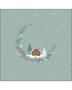Napkin 33 Little wood cabin sage FSC Mix