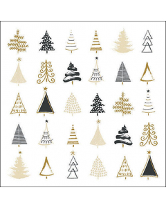 Napkin 33 Christmas tree doodles black FSC Mix