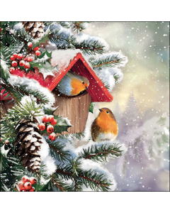 Napkin 33 House with robins FSC Mix