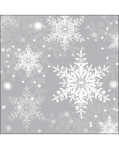 Napkin 33 Snowflakes silver FSC Mix