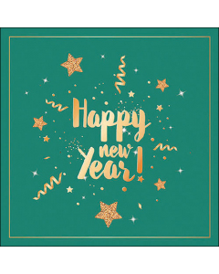 Napkin 33 New Year glitter green FSC Mix