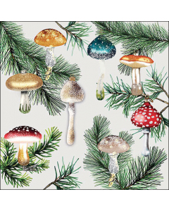 Napkin 33 Mushroom ornaments white FSC Mix