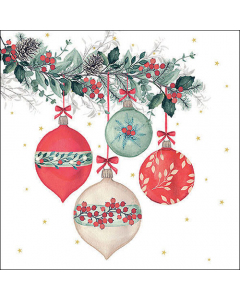 Napkin 33 Berry baubles white FSC Mix