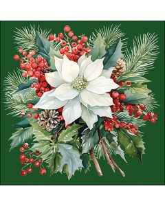 Napkin 33 Poinsettia bouquet green FSC Mix