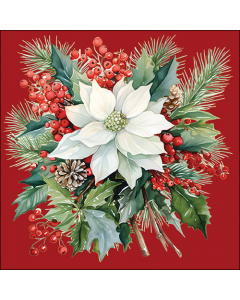 Napkin 33 Poinsettia bouquet red FSC Mix