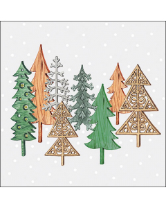 Napkin 33 Wood carved trees grey FSC Mix
