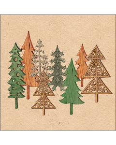 Napkin 33 Recycled Wood carved trees nature FSC Mix