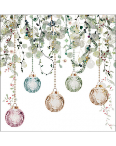 Napkin 33 Floral Christmas white FSC Mix