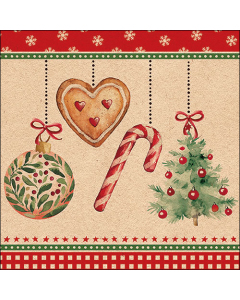 Napkin 33 Recycled Ornaments on a cord nature FSC Mix
