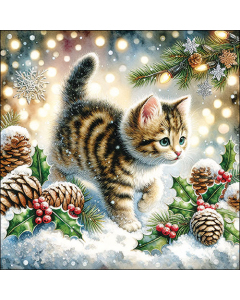 Napkin 33 Cute cat in the snow FSC Mix