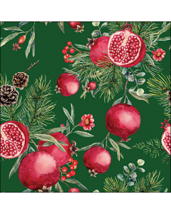 Napkin 33 Pomegranates green FSC Mix