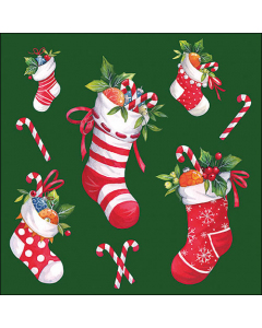 Napkin 33 X-Mas stockings green FSC Mix