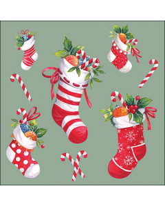 Napkin 33 X-Mas stockings sage FSC Mix