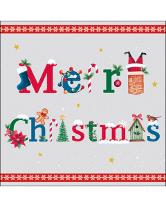 Napkin 33 Merry message grey FSC Mix