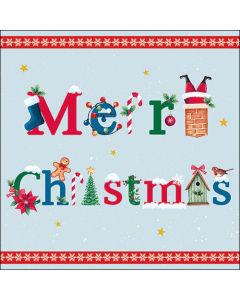 Napkin 33 Merry message blue FSC Mix
