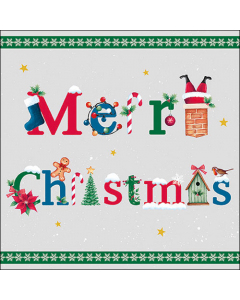 Napkin 33 Merry message green FSC Mix