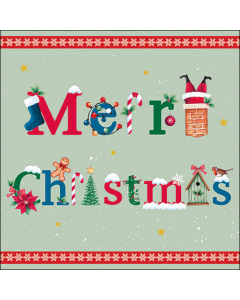 Napkin 33 Merry message sage FSC Mix