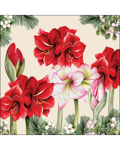 Napkin 33 Blooming amaryllis cream FSC Mix