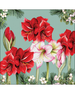 Napkin 33 Blooming amaryllis sage FSC Mix
