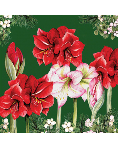 Napkin 33 Blooming amaryllis green FSC Mix