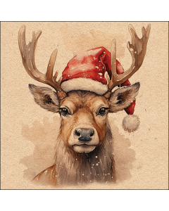 Napkin 33 Recycled Deer with Santa hat nature FSC Mix