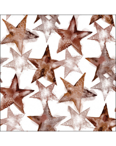 Napkin 33 Watercolour stars dark brown FSC Mix