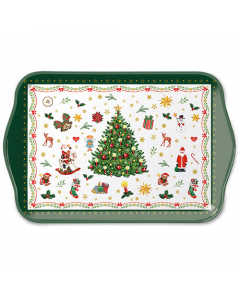 Tray melamine 13x21 cm Christmas evergreen white