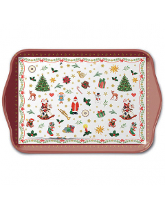 Tray melamine 13x21 cm Ornaments all over red