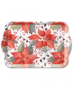 Tray melamine 13x21 cm Poinsettia and berries