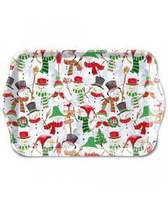 Tray melamine 13x21 cm Snowman party
