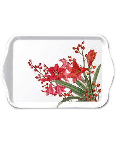 Tray melamine 13x21 cm Christmas bouquet white